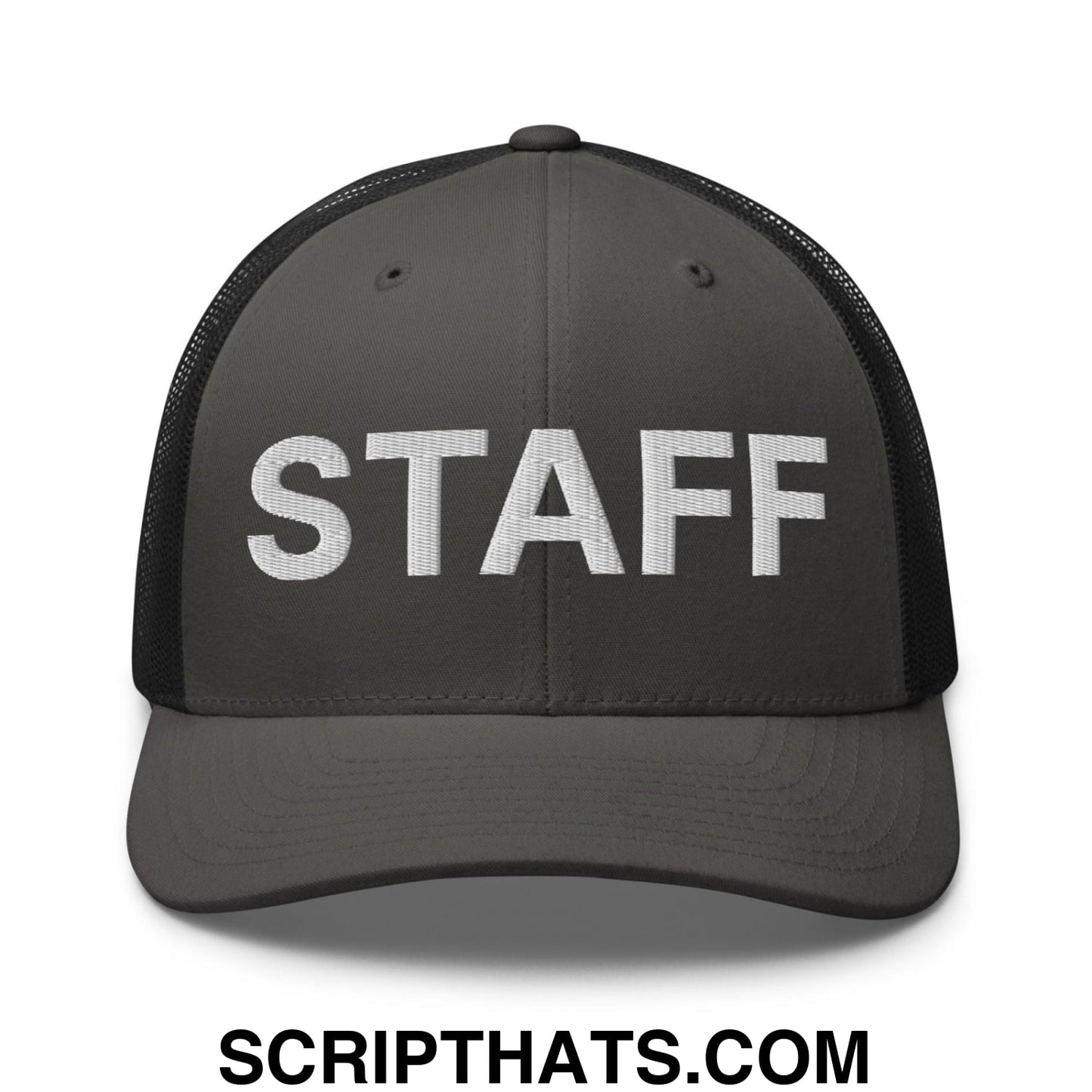 Staff Uniform Work Embroidered Mesh Trucker Hat Charcoal Black