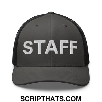 Staff Uniform Work Embroidered Mesh Trucker Hat Charcoal Black