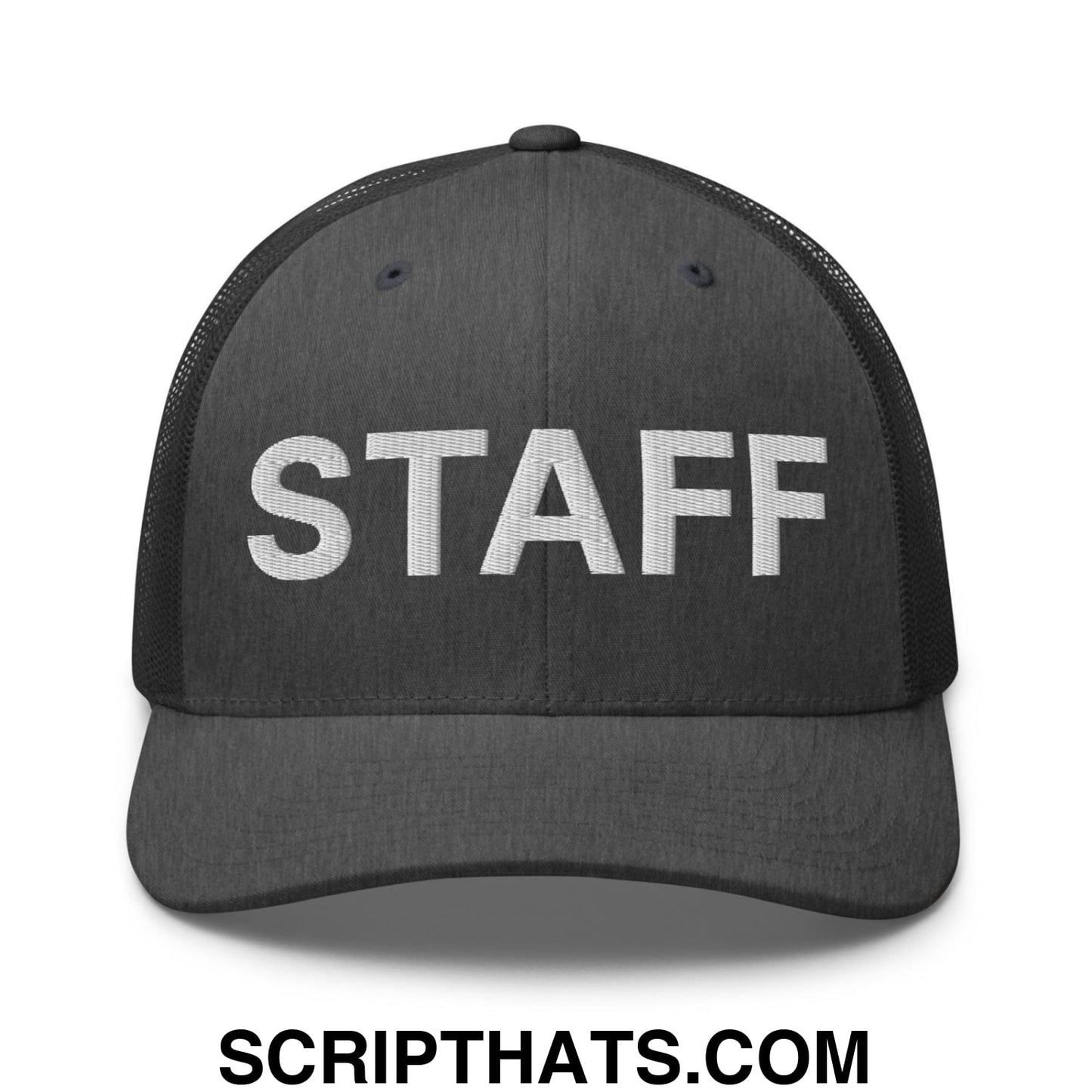 Staff Uniform Work Embroidered Mesh Trucker Hat Dark Heather Gray