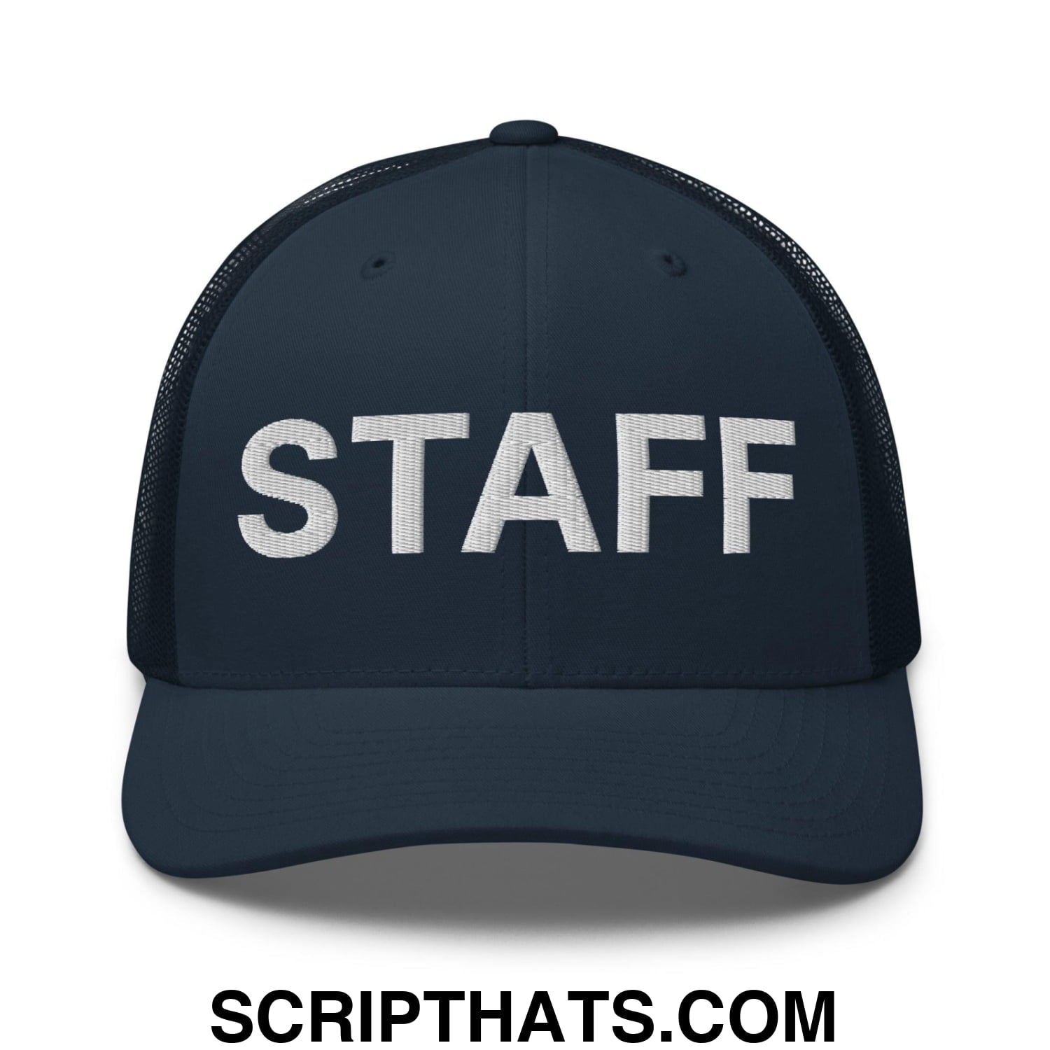 Staff Uniform Work Embroidered Mesh Trucker Hat Navy