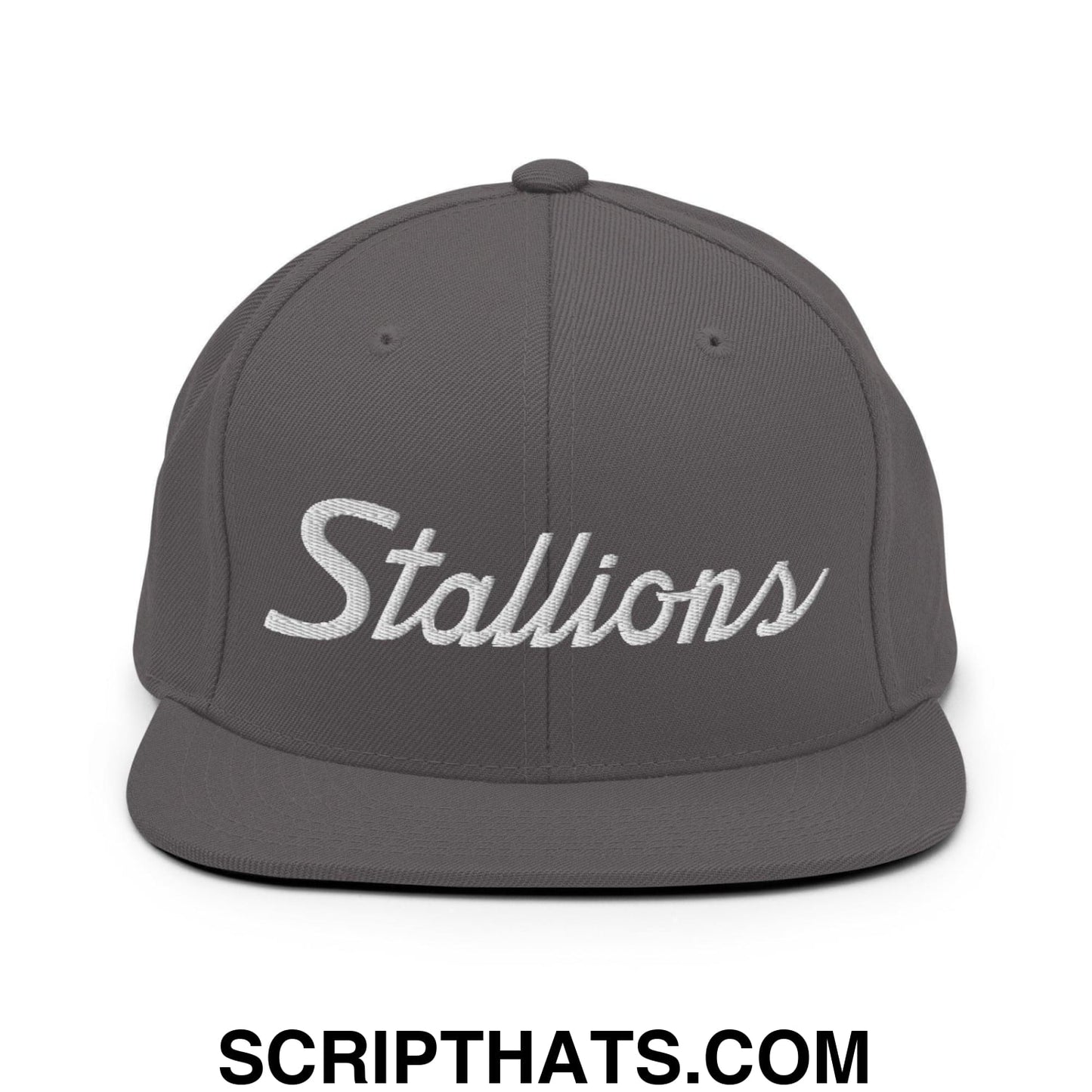 Stallions School Mascot Script Snapback Hat Dark Grey