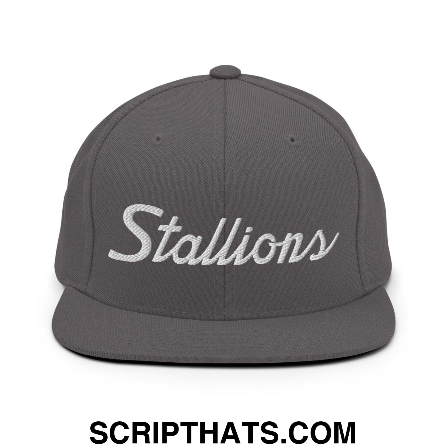Stallions School Mascot Script Snapback Hat Dark Grey