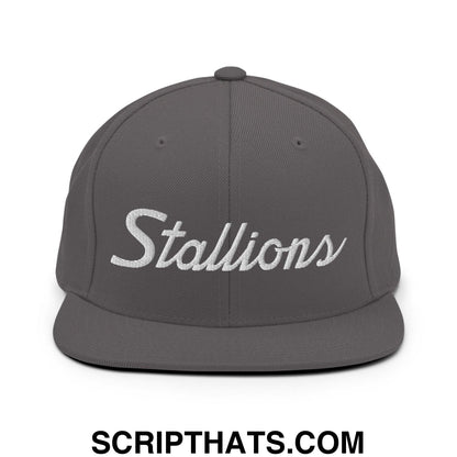 Stallions School Mascot Script Snapback Hat Dark Grey
