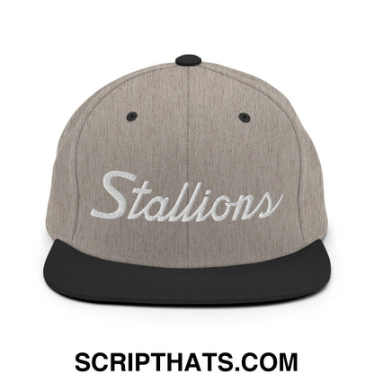 Stallions School Mascot Script Snapback Hat Heather Black