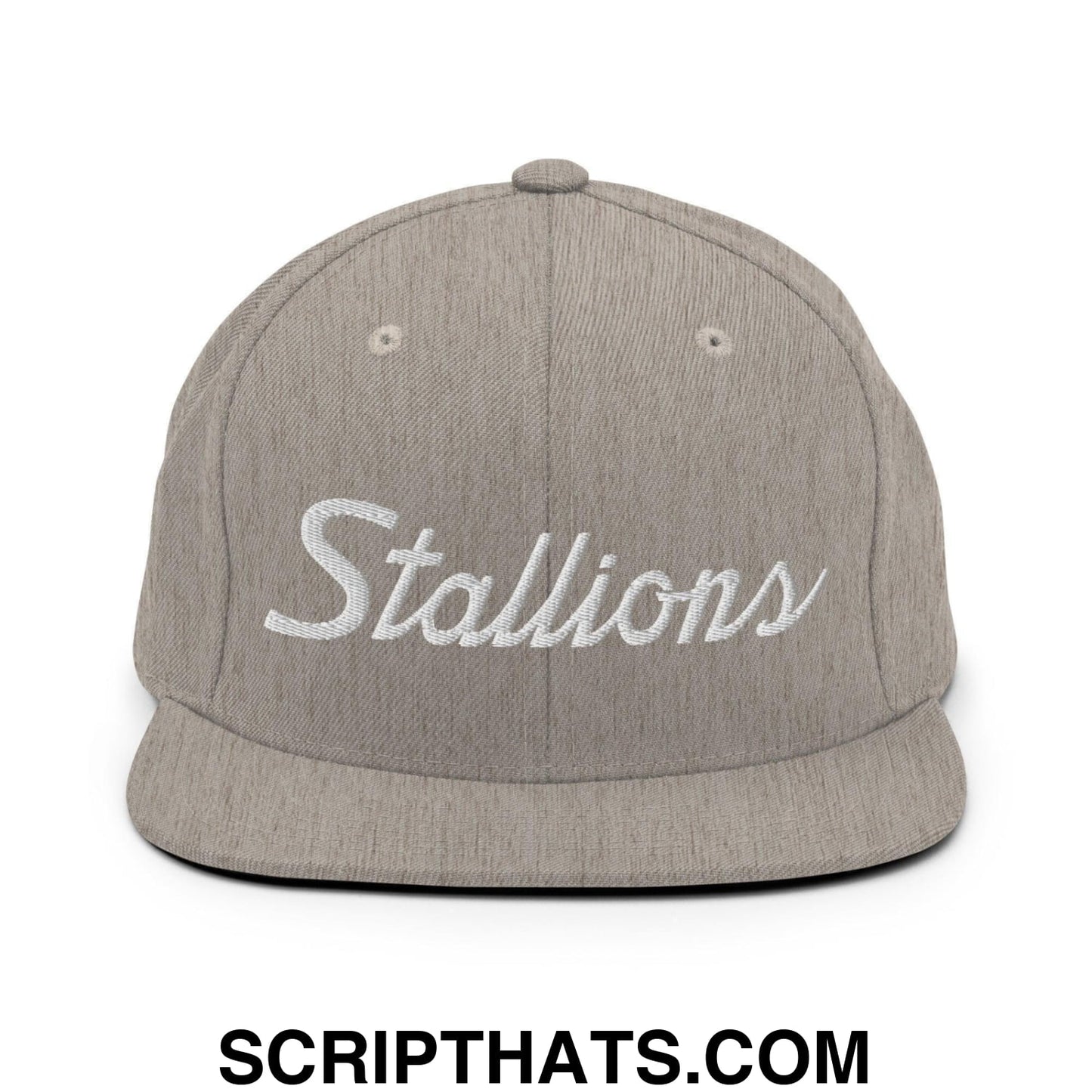 Stallions School Mascot Script Snapback Hat Heather Grey