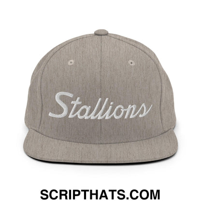 Stallions School Mascot Script Snapback Hat Heather Grey