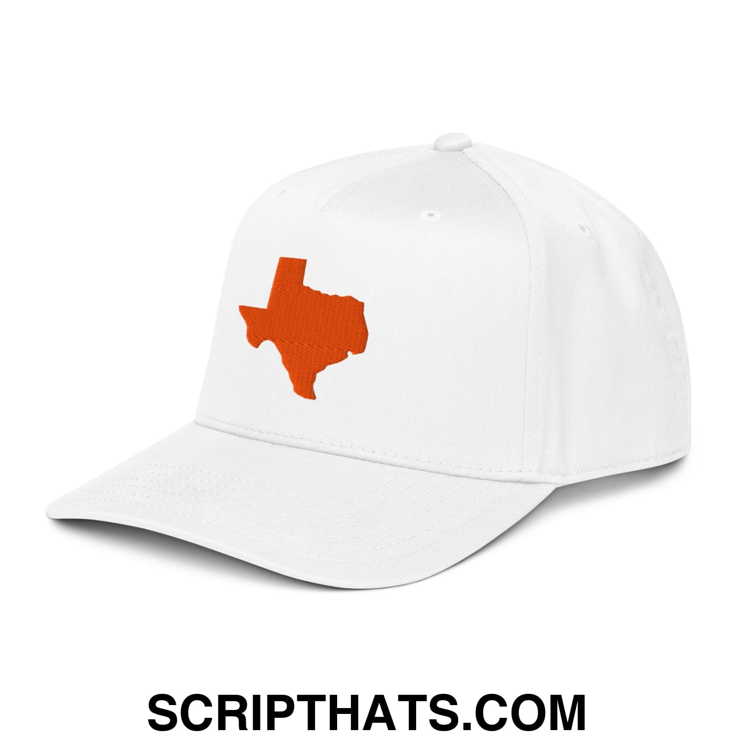 State of Texas Silhouette Embroidered Baseball Snapback Hat White