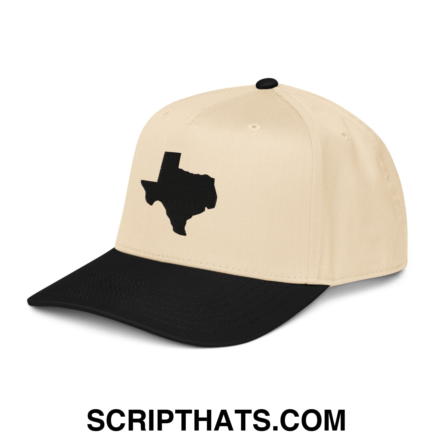 State of Texas Silhouette Embroidered Baseball Snapback Hat Black Natural