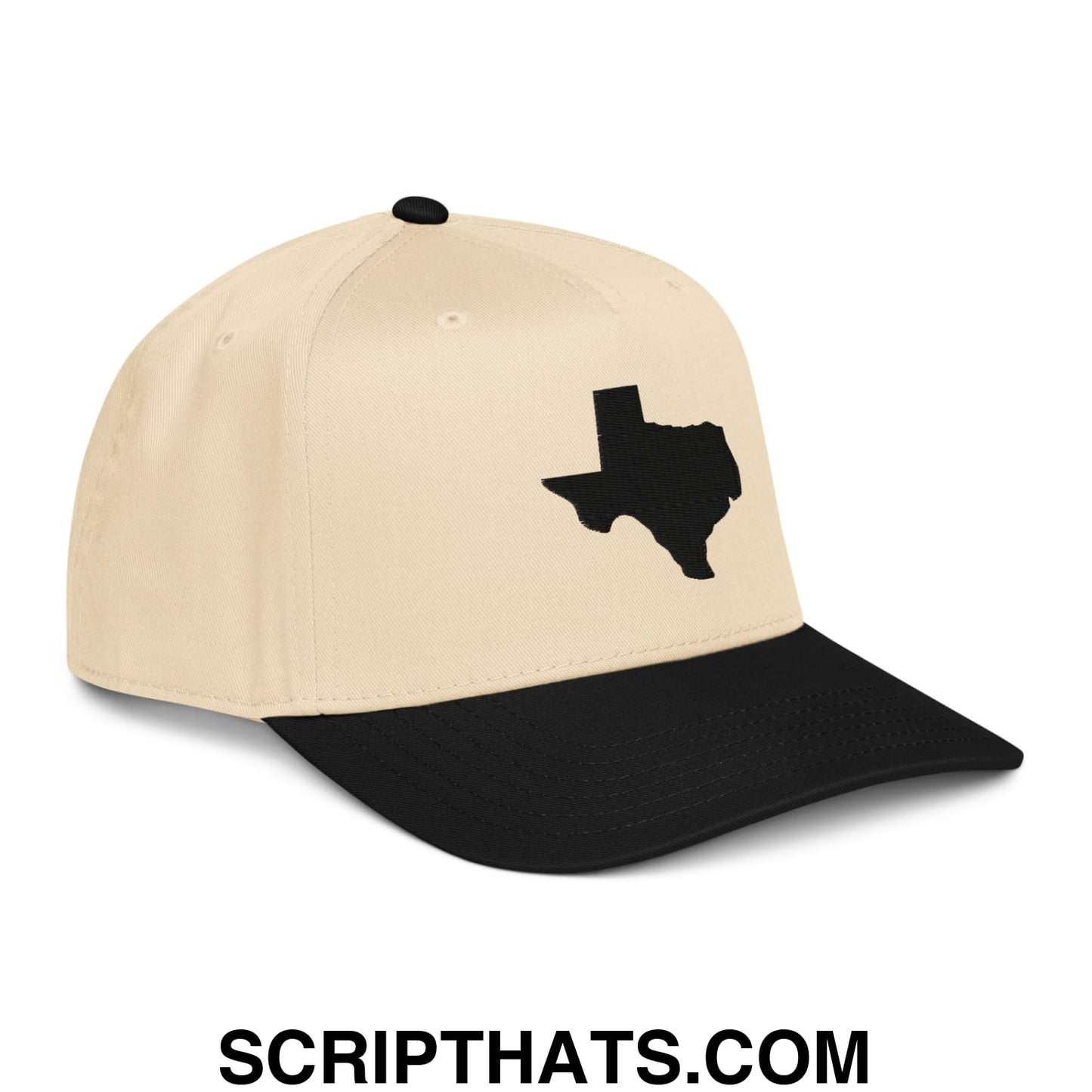 State of Texas Silhouette Embroidered Baseball Snapback Hat Black Natural