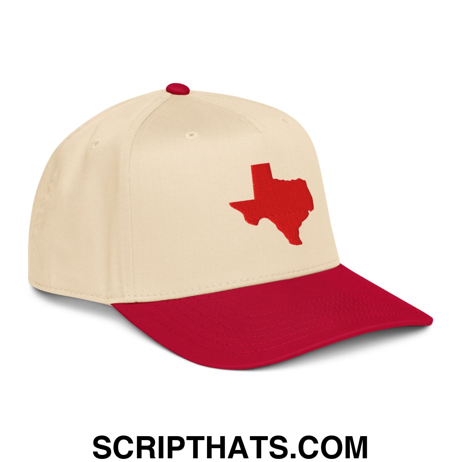 State of Texas Silhouette Embroidered Baseball Snapback Hat Red Natural