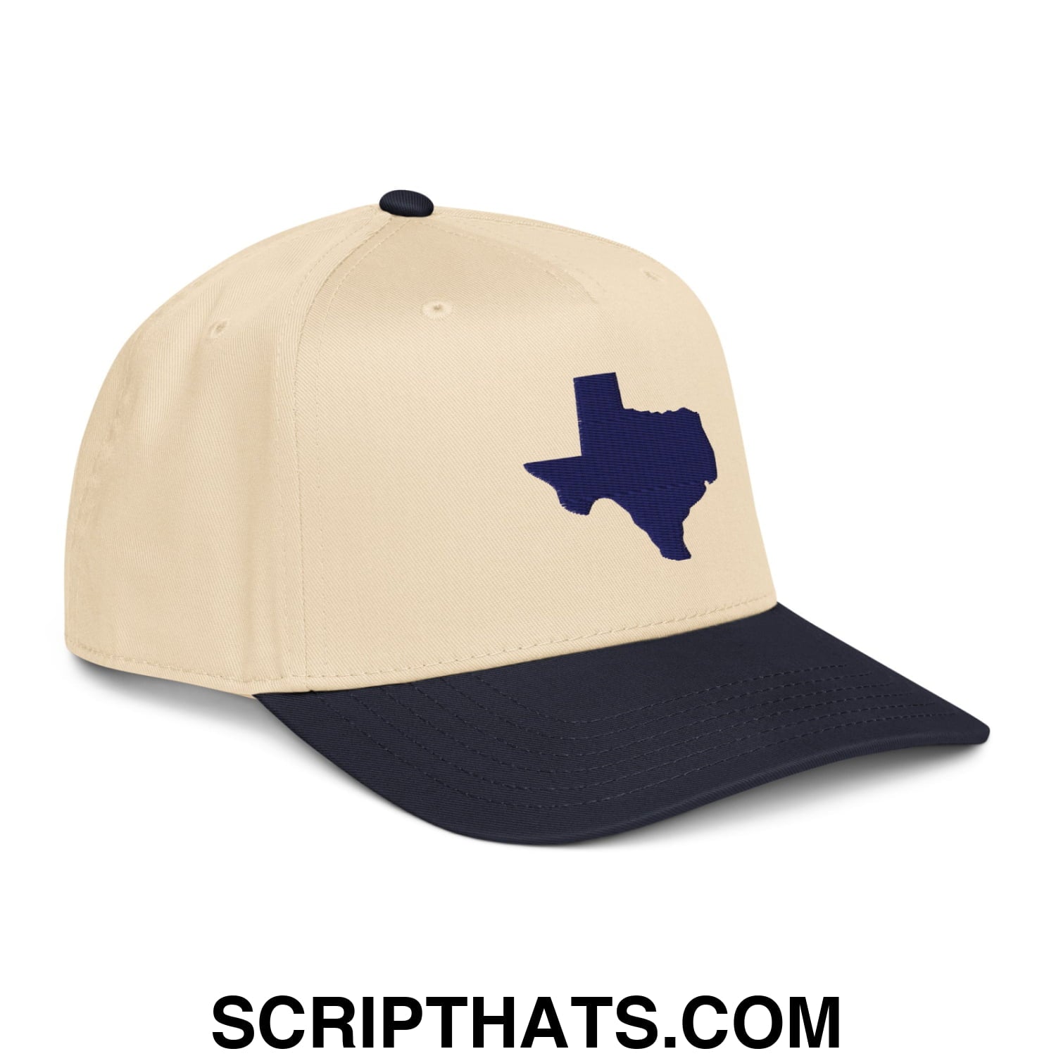 State of Texas Silhouette Embroidered Baseball Snapback Hat Navy Natural