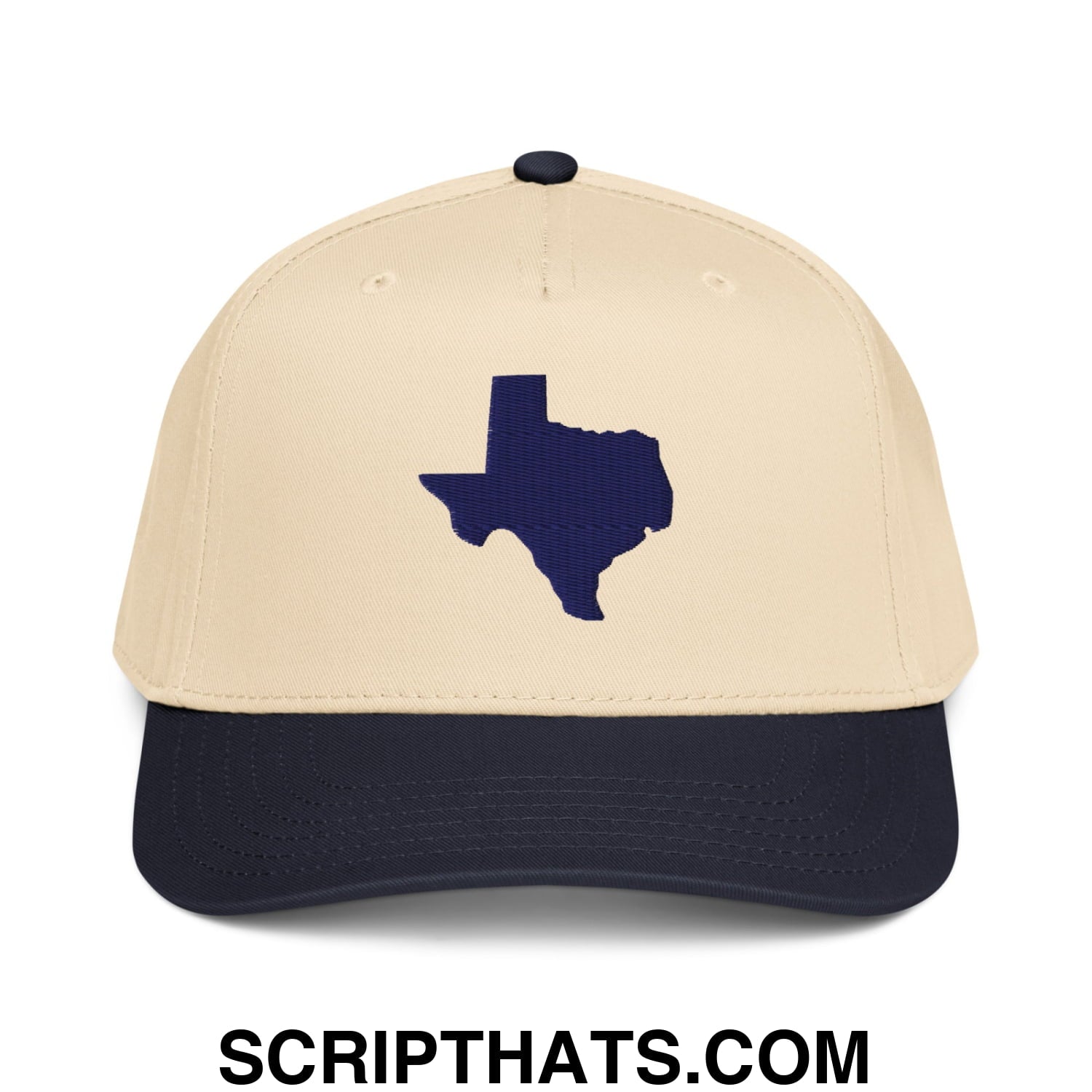 State of Texas Silhouette Embroidered Baseball Snapback Hat Navy Natural