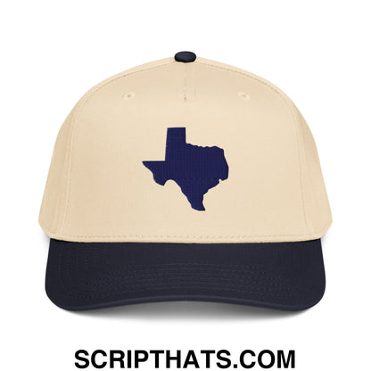 State of Texas Silhouette Embroidered Baseball Snapback Hat Navy Natural