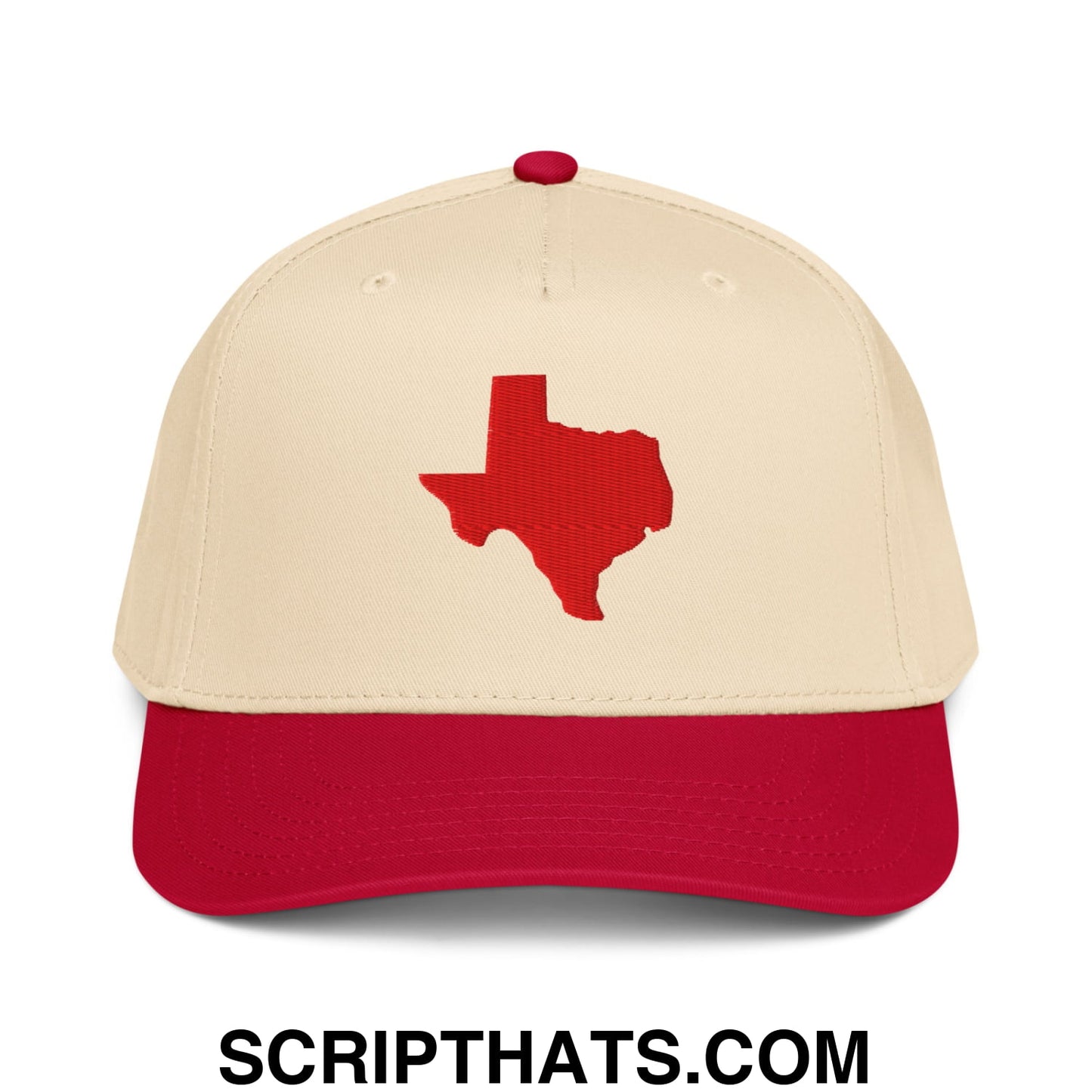 State of Texas Silhouette Embroidered Baseball Snapback Hat Red Natural