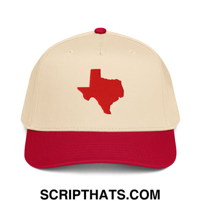 State of Texas Silhouette Embroidered Baseball Snapback Hat Red Natural