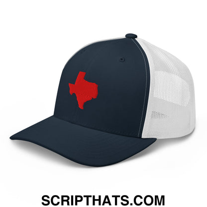 State of Texas Silhouette Embroidered Mesh Trucker Hat Navy White
