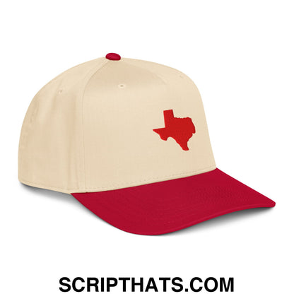 State of Texas Silhouette V2 Embroidered Baseball Snapback Hat Red Natural