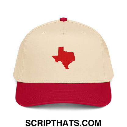 State of Texas Silhouette V2 Embroidered Baseball Snapback Hat Red Natural