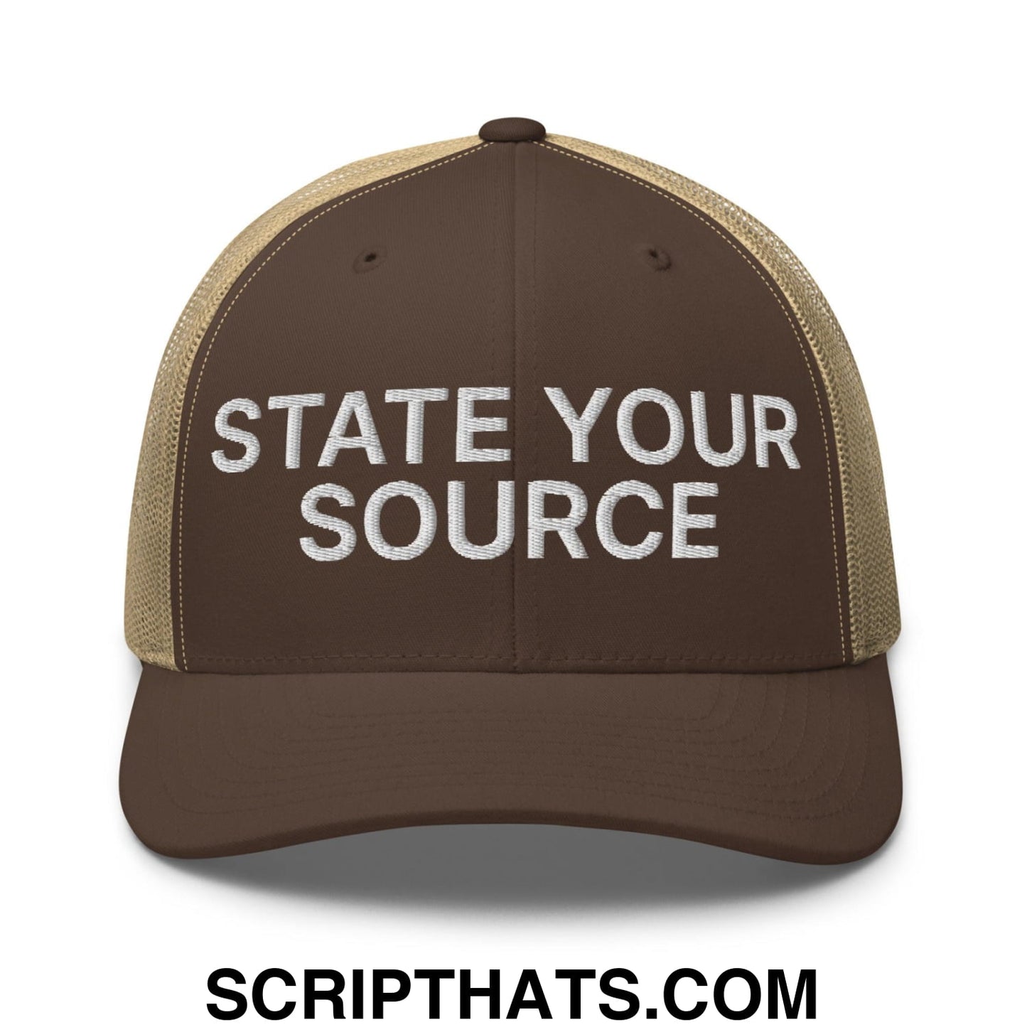 State Your Source Retro Trucker Hat Brown Khaki