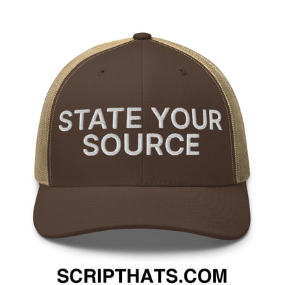 State Your Source Retro Trucker Hat Brown Khaki
