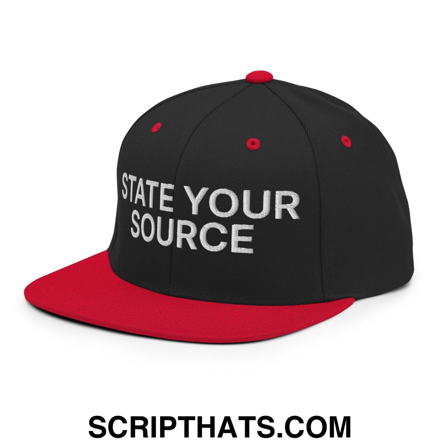 State Your Source Snapback Hat Black Red