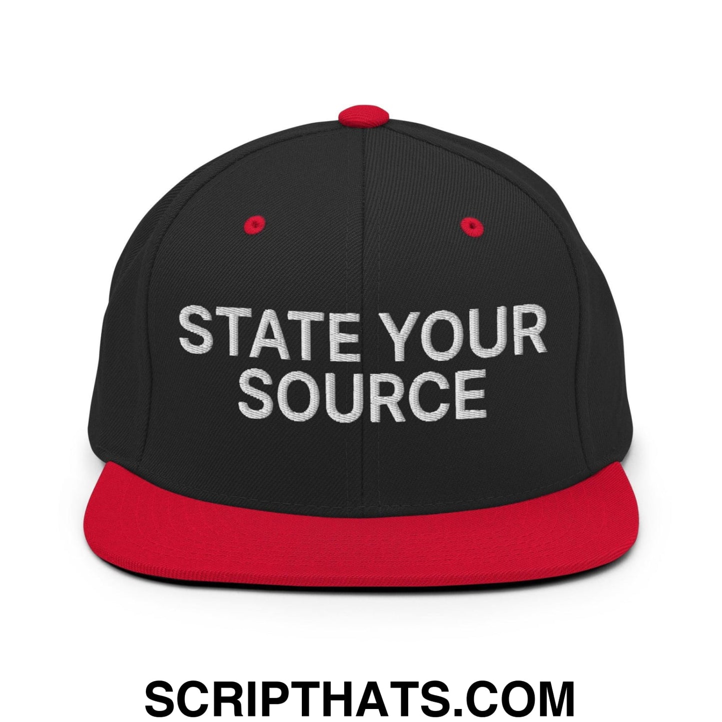 State Your Source Snapback Hat Black Red