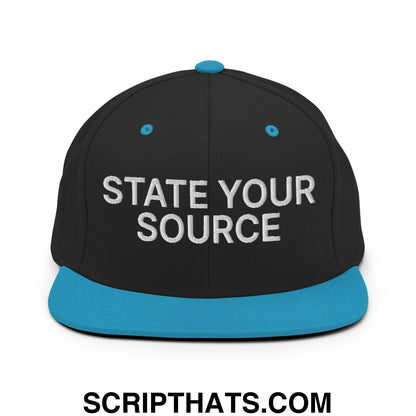 State Your Source Snapback Hat Black Teal