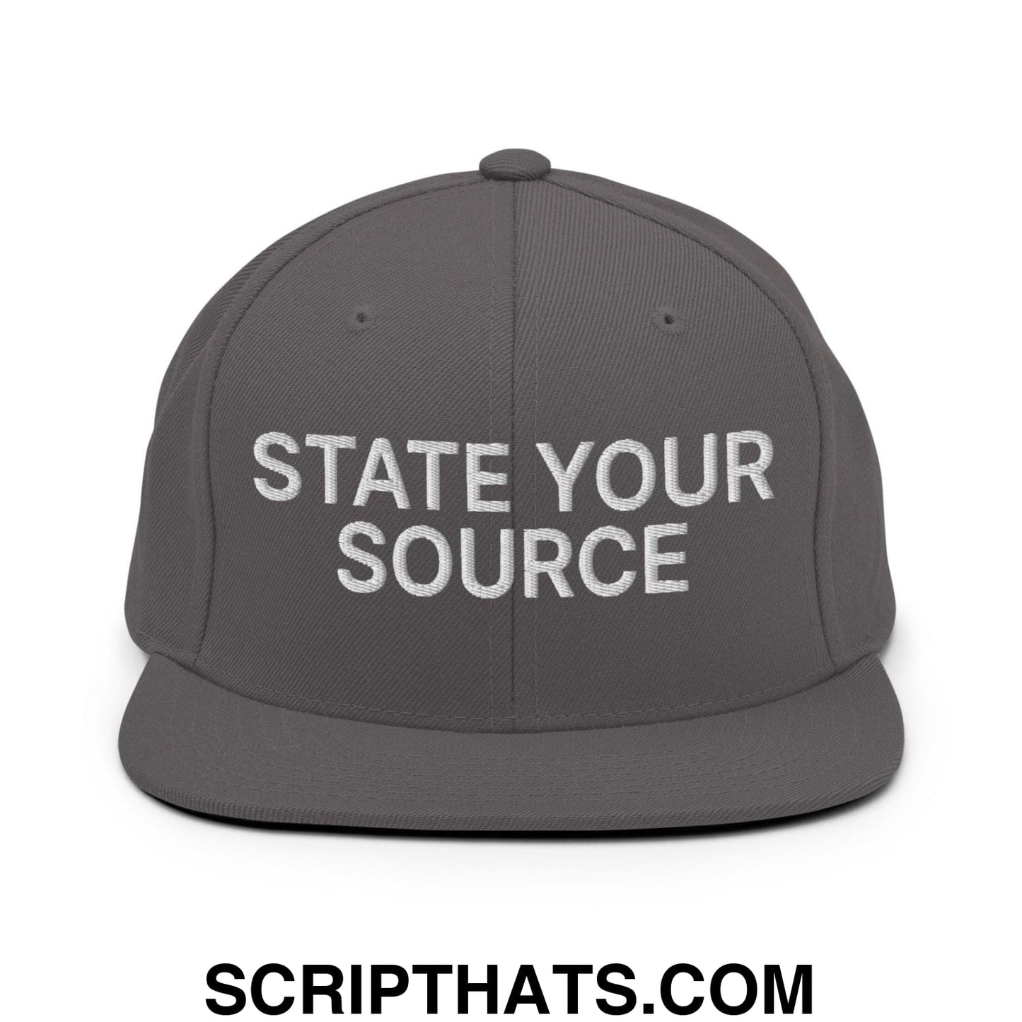 State Your Source Snapback Hat Dark Grey