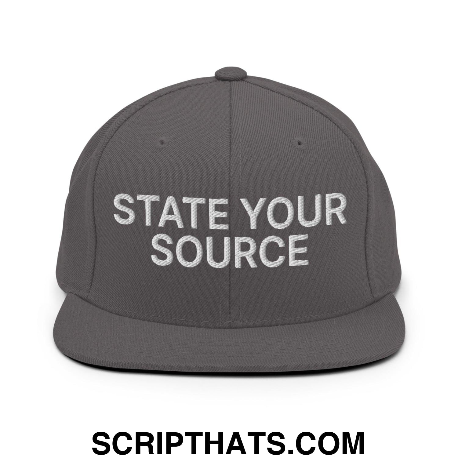 State Your Source Snapback Hat Dark Grey