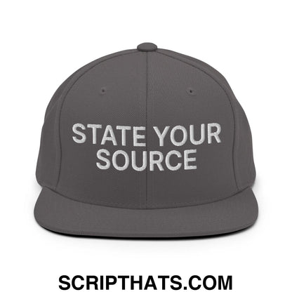 State Your Source Snapback Hat Dark Grey