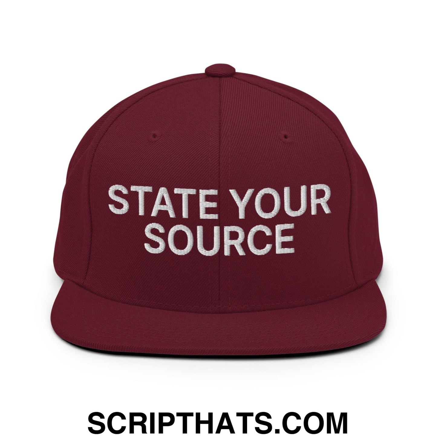 State Your Source Snapback Hat Maroon