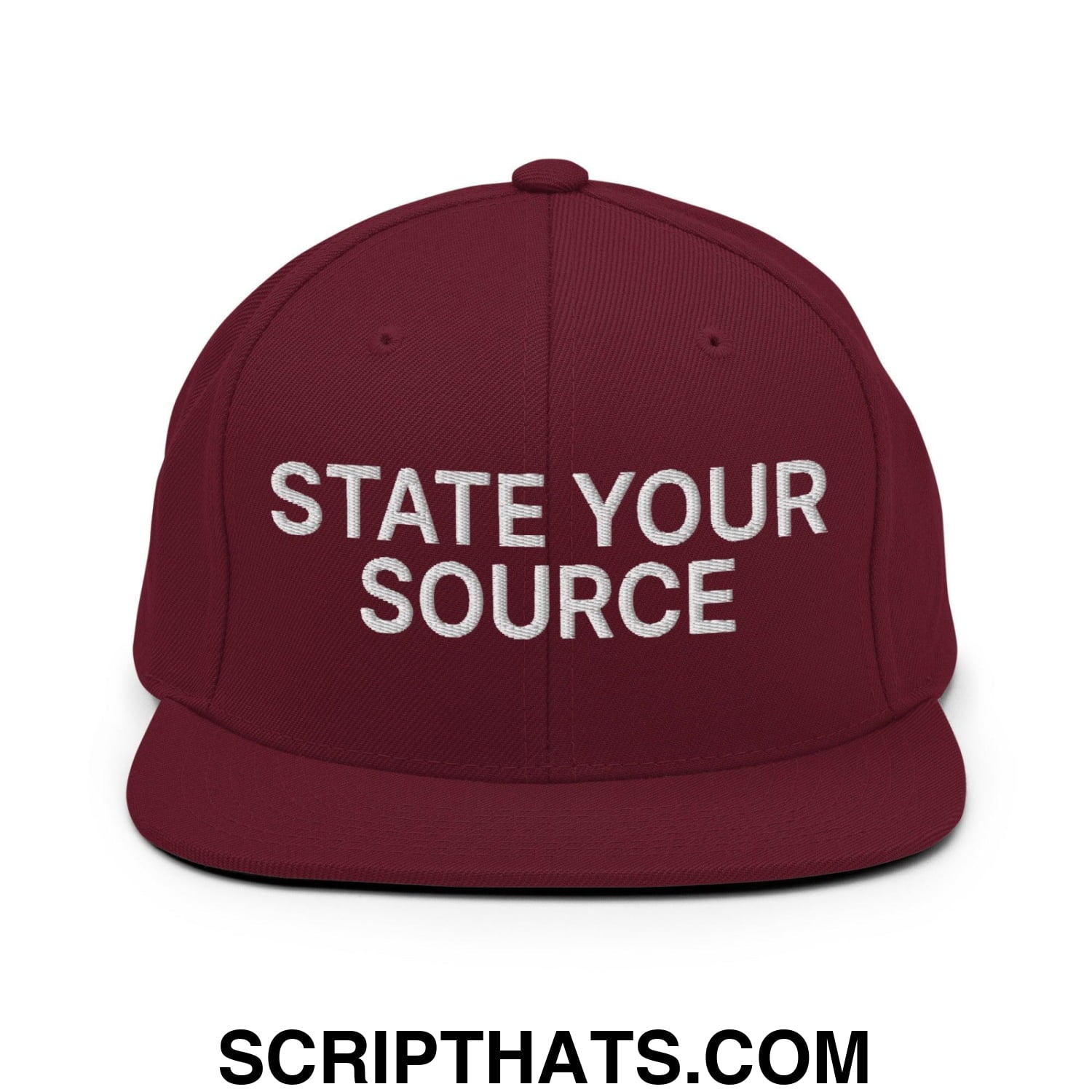 State Your Source Snapback Hat Maroon