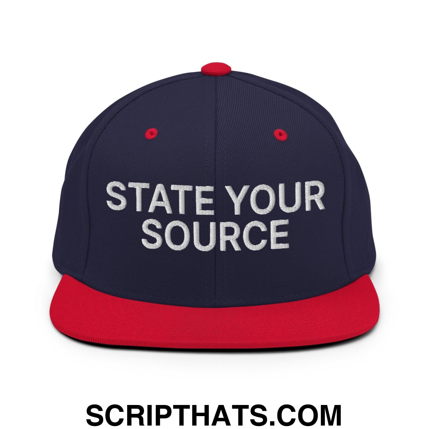 State Your Source Snapback Hat Navy Red
