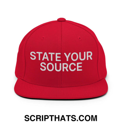State Your Source Snapback Hat Red