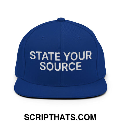 State Your Source Snapback Hat Royal Blue
