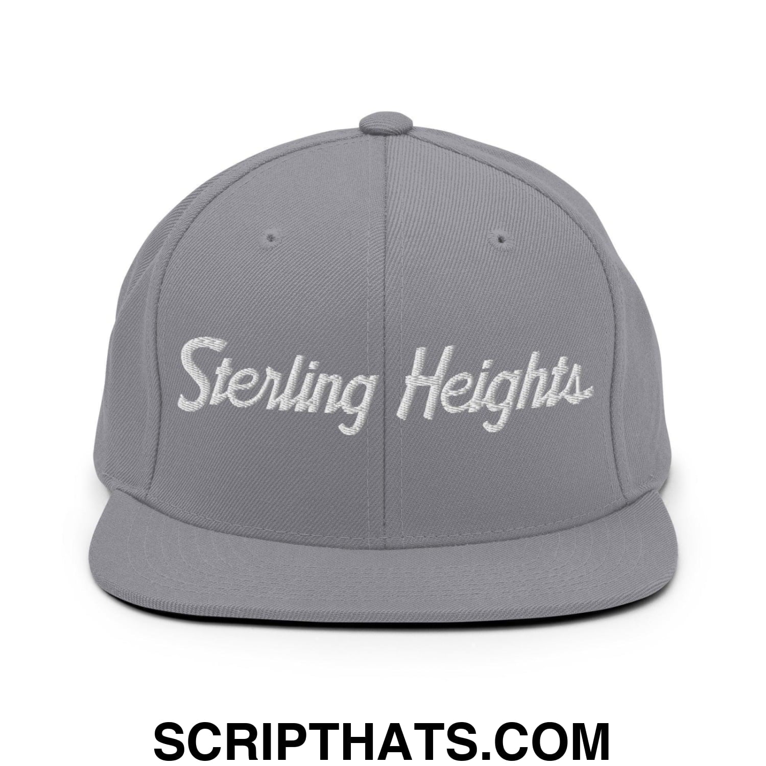 Sterling Heights Script Snapback Hat Silver