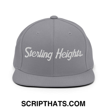 Sterling Heights Script Snapback Hat Silver