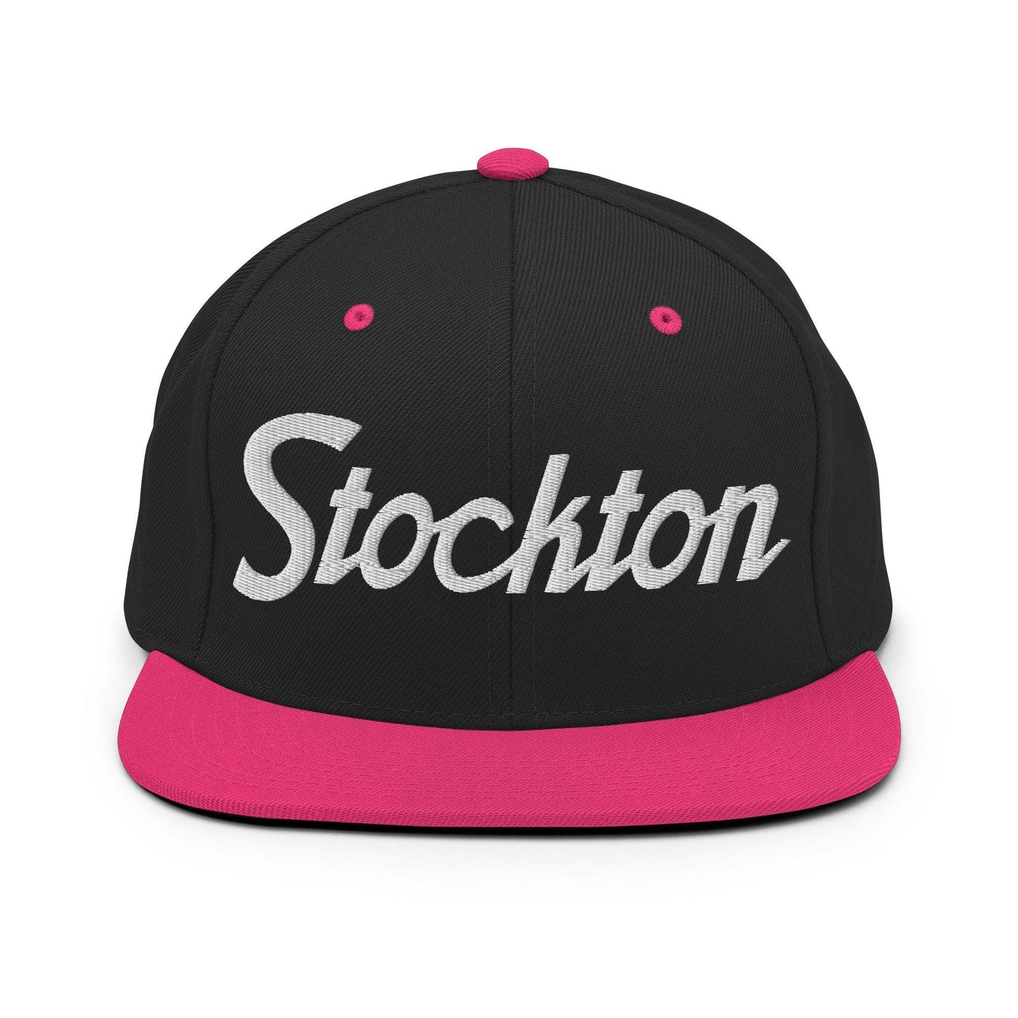 Stockton Script Snapback Hat Black/ Neon Pink