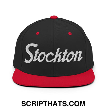 Stockton Script Snapback Hat Black Red