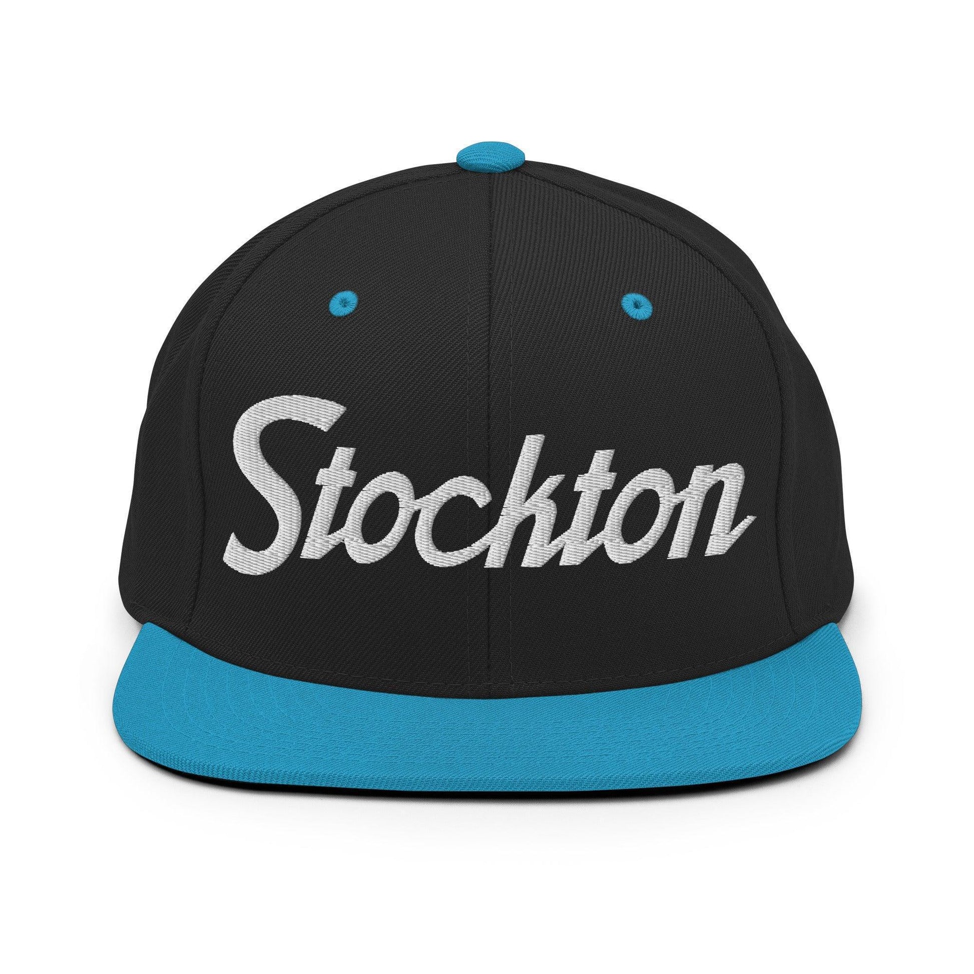Stockton Script Snapback Hat Black/ Teal