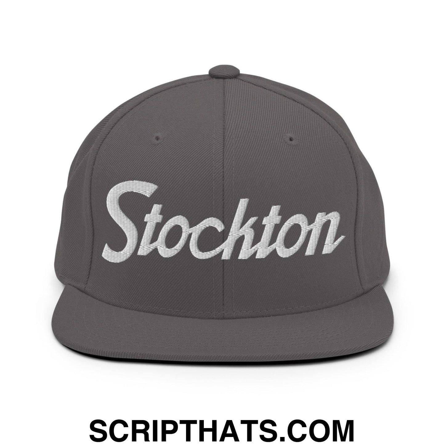 Stockton Script Snapback Hat Dark Grey