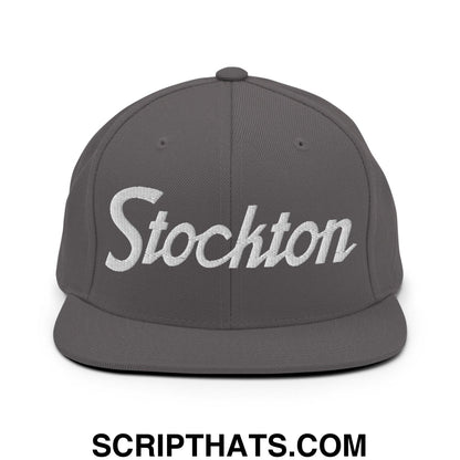 Stockton Script Snapback Hat Dark Grey