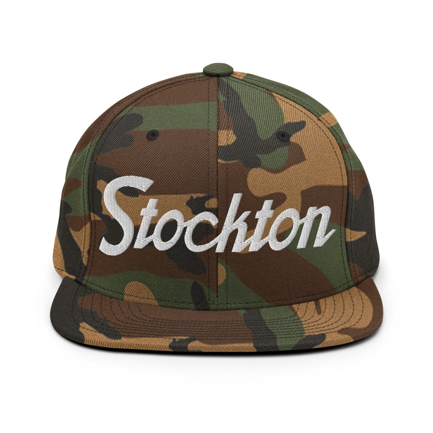 Stockton Script Snapback Hat Green Camo
