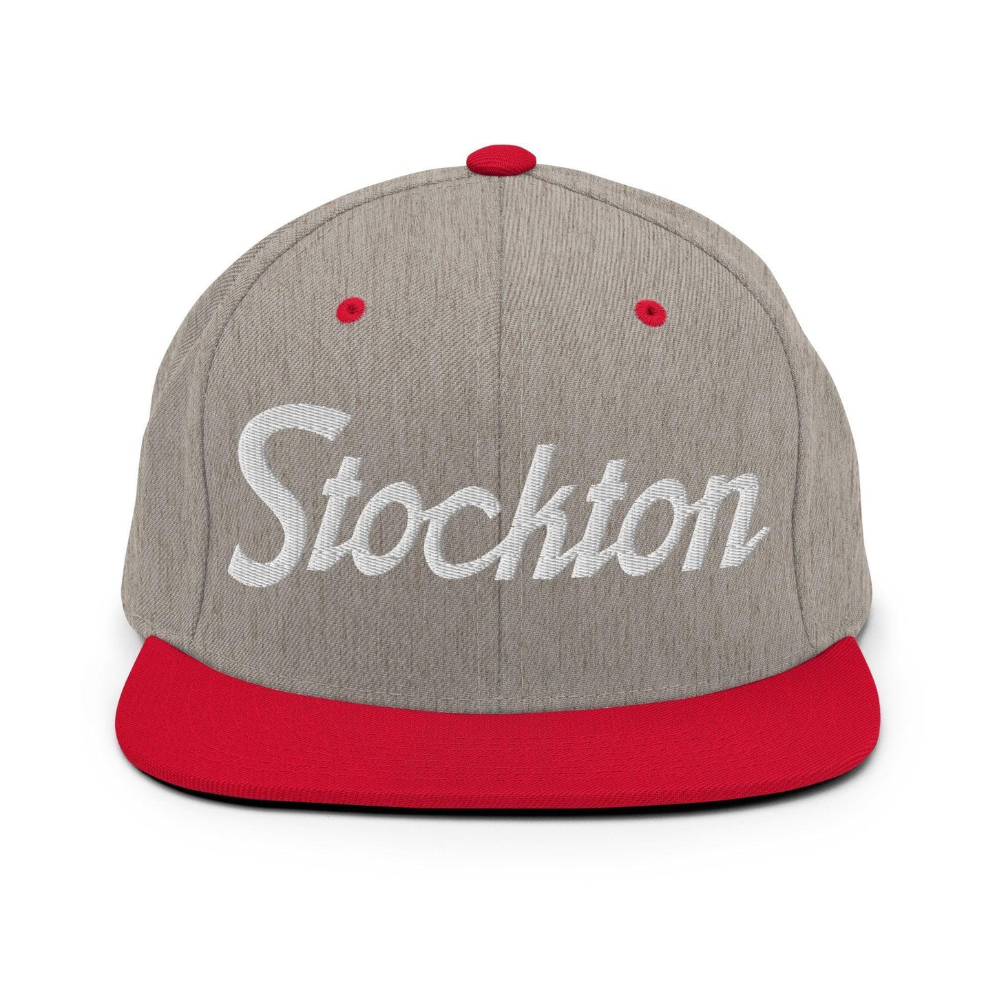 Stockton Script Snapback Hat Heather Grey/ Red