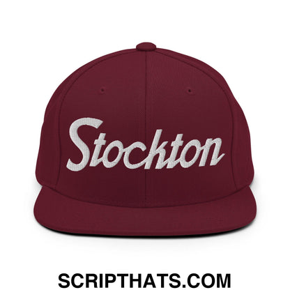 Stockton Script Snapback Hat Maroon