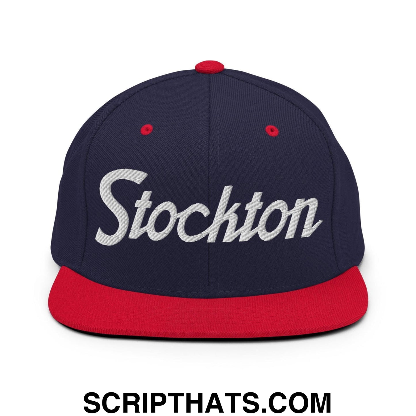 Stockton Script Snapback Hat Navy Red