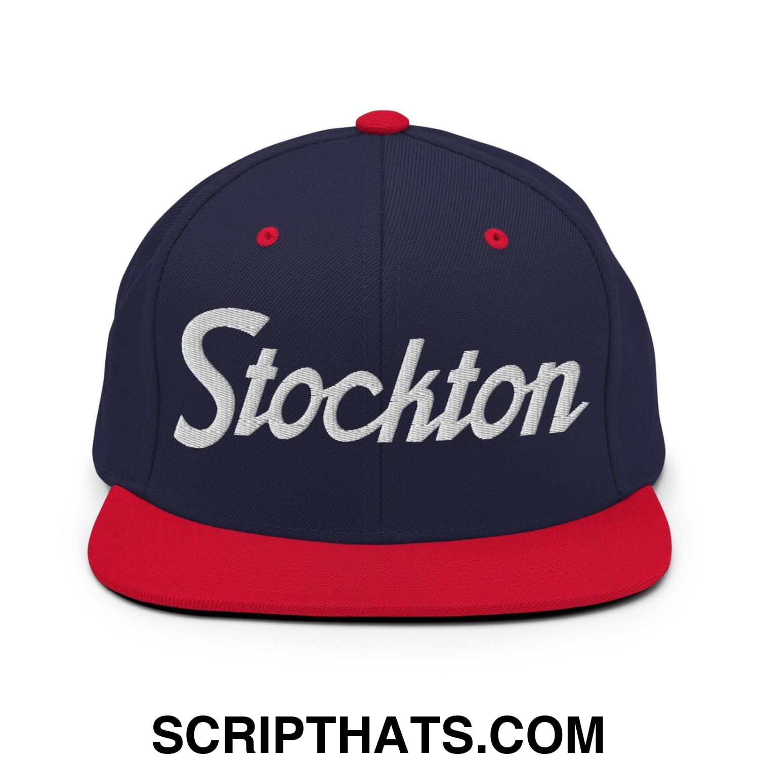Stockton Script Snapback Hat Navy Red