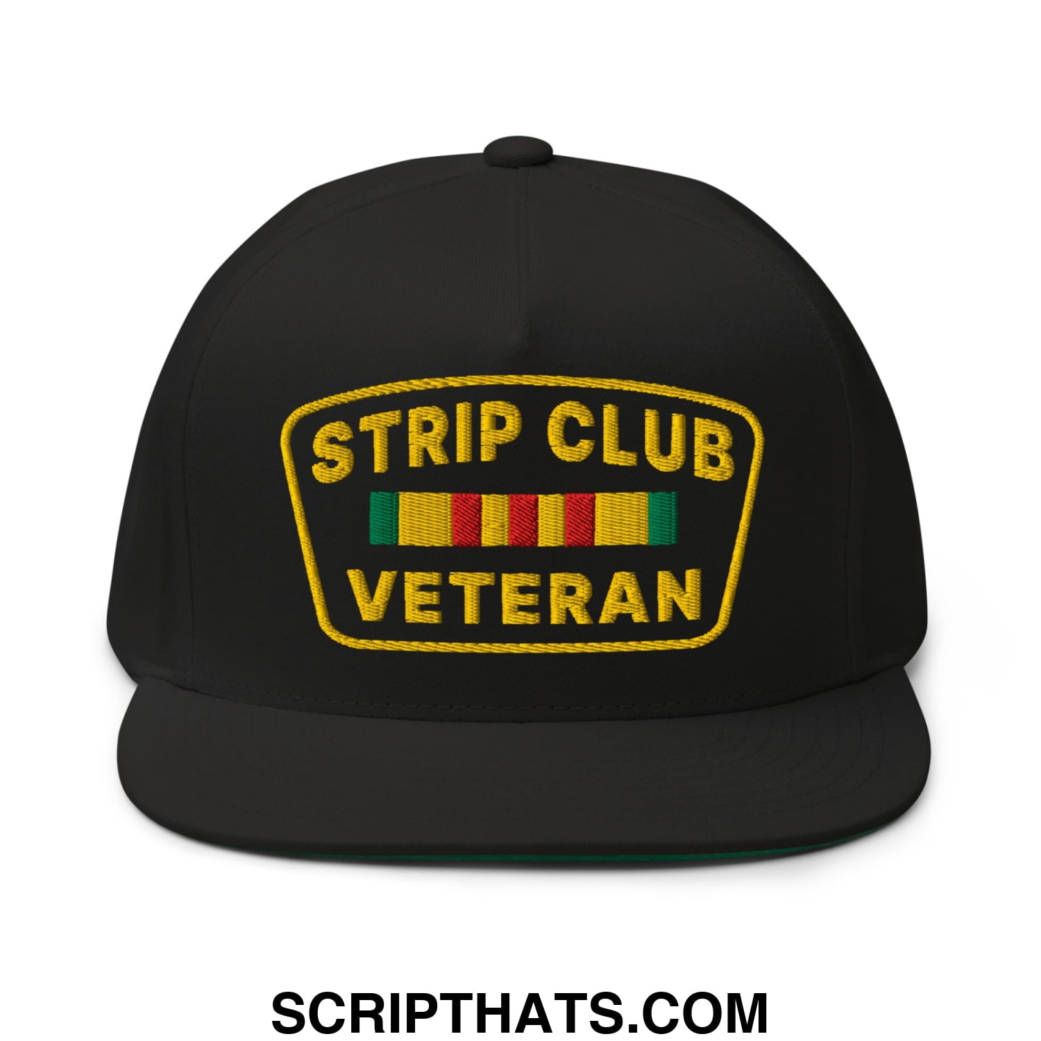 Strip Club Veteran Embroidered Flat Bill Brim 5 Panel Snapback Hat Default Title