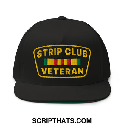 Strip Club Veteran Embroidered Flat Bill Brim 5 Panel Snapback Hat Default Title
