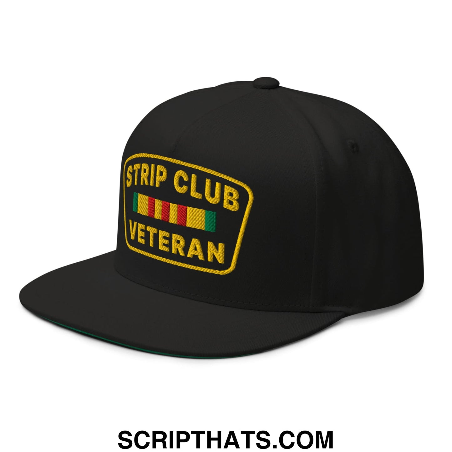 Strip Club Veteran Embroidered Flat Bill Brim 5 Panel Snapback Hat Default Title